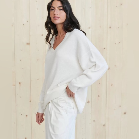 NEW: Jenni Kayne Charlie V-Neck Cashmere Sweater - US S - Picture 1 of 6